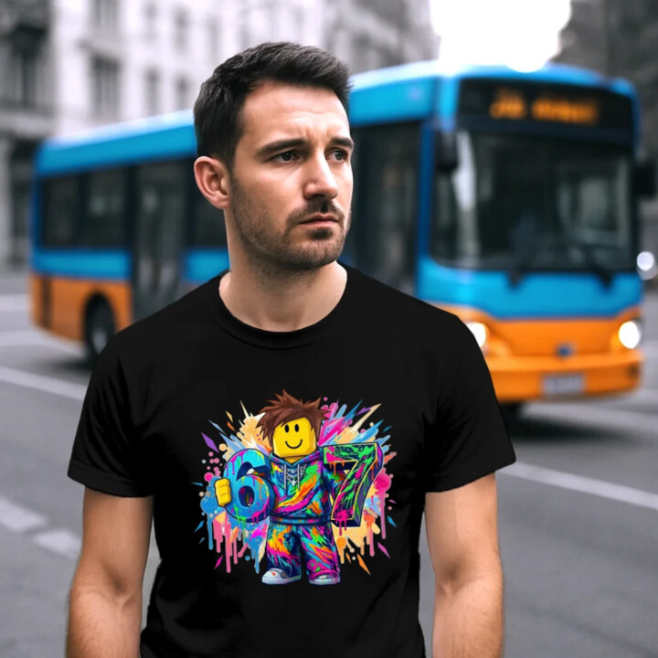 Farebný six seven - 67 - pre fanúšikov hry Roblox - pánske tričko s potlačou