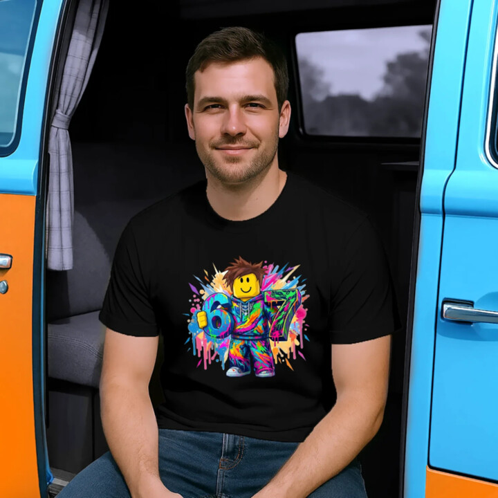 Farebný six seven - 67 - pre fanúšikov hry Roblox - pánske tričko s potlačou