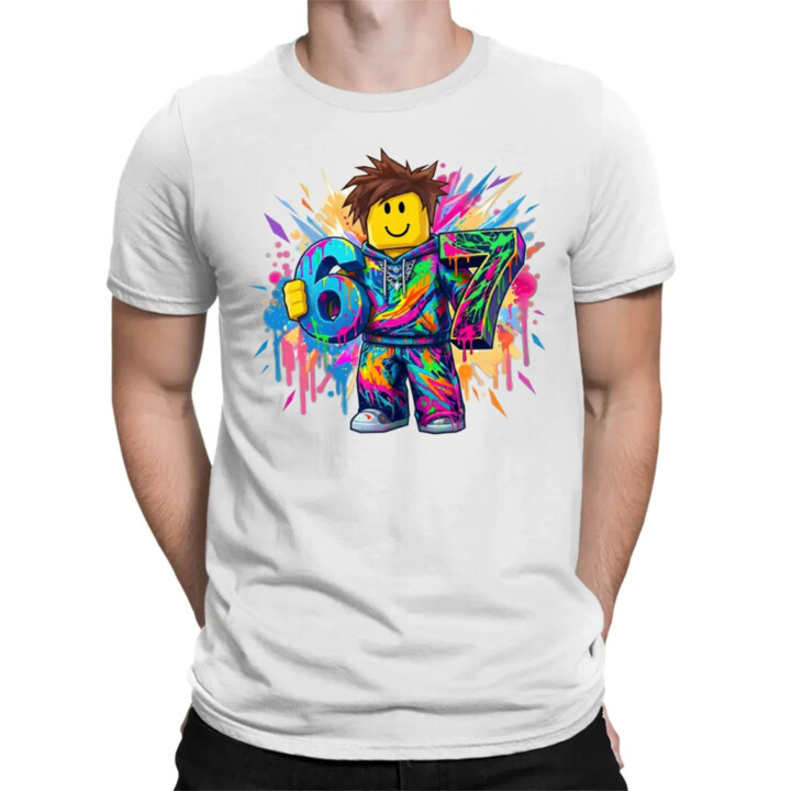 Farebný six seven - 67 - pre fanúšikov hry Roblox - pánske tričko s potlačou