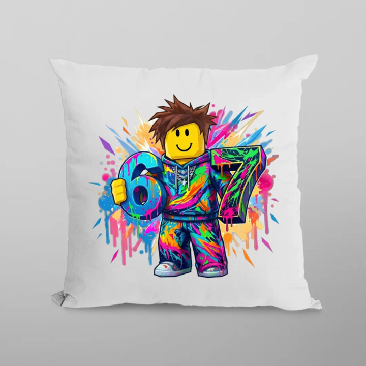 Farebný six seven - 67 - pre fanúšikov hry Roblox - vankúš s potlačou