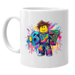 Farebný six seven - 67 - pre fanúšikov hry Roblox - keramický hrnček s potlačou