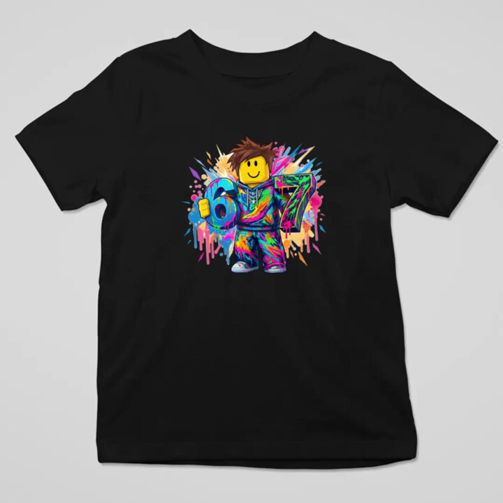 Farebný six seven - 67 - pre fanúšikov hry Roblox - detské tričko s potlačou