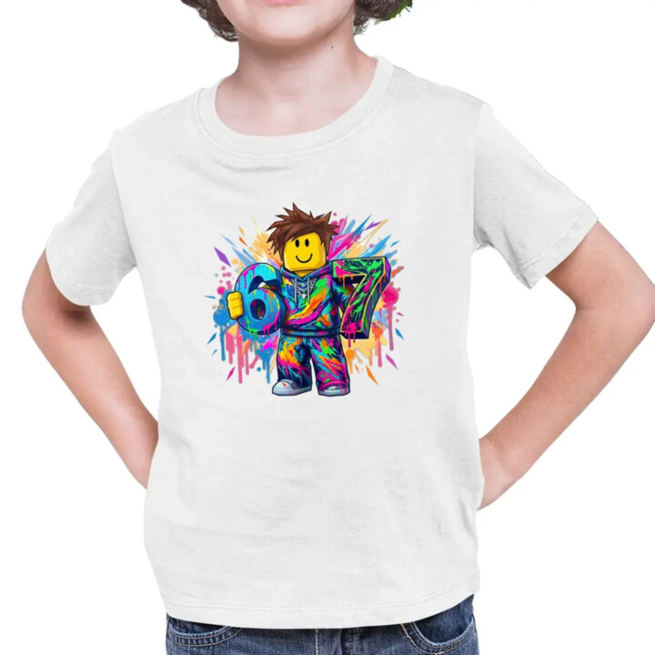 Farebný six seven - 67 - pre fanúšikov hry Roblox - detské tričko s potlačou