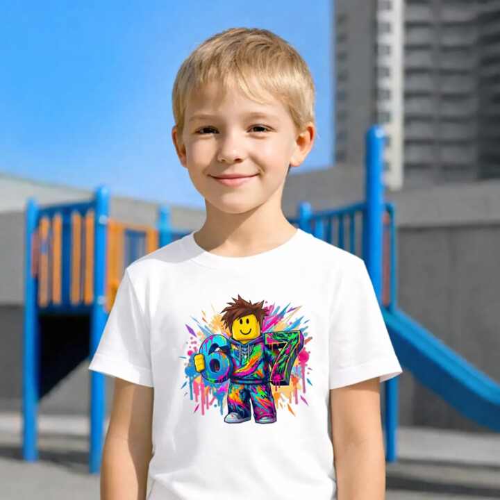 Farebný six seven - 67 - pre fanúšikov hry Roblox - detské tričko s potlačou