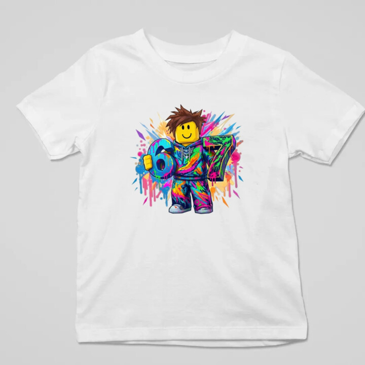 Farebný six seven - 67 - pre fanúšikov hry Roblox - detské tričko s potlačou