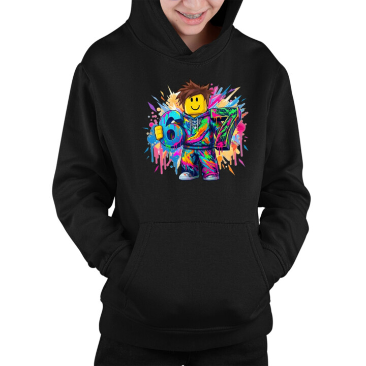 Farebný six seven - 67 - pre fanúšikov hry Roblox - detská mikina s kapucňou