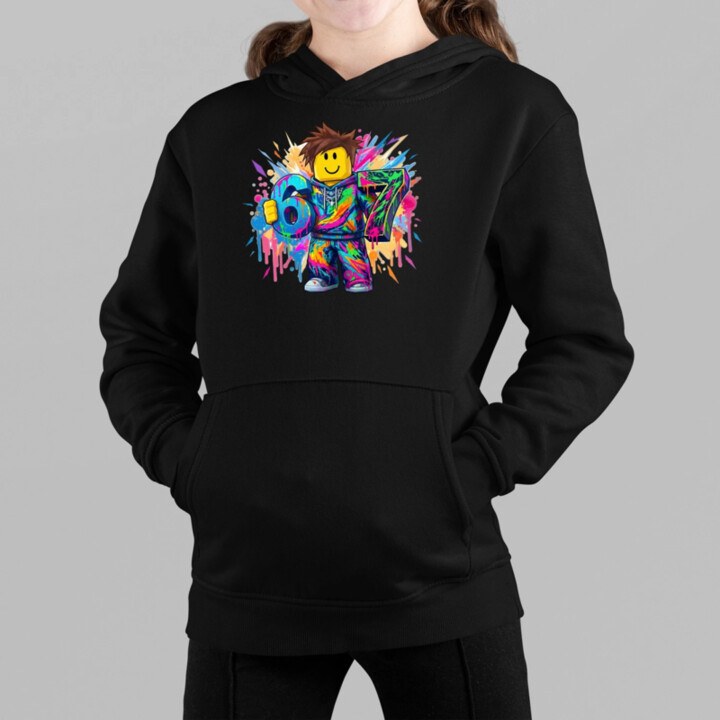 Farebný six seven - 67 - pre fanúšikov hry Roblox - detská mikina s kapucňou