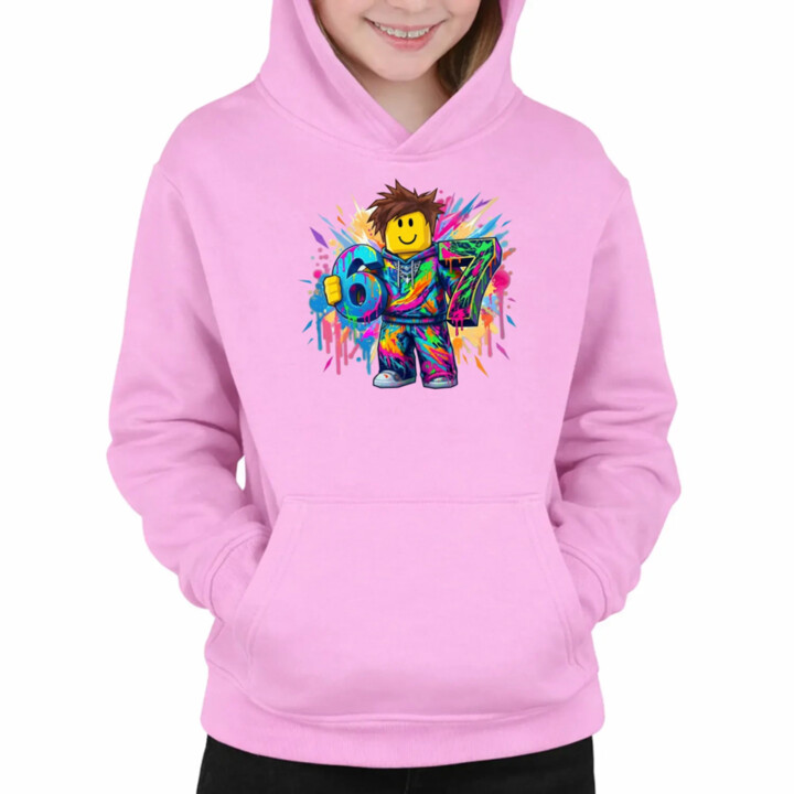 Farebný six seven - 67 - pre fanúšikov hry Roblox - detská mikina s kapucňou