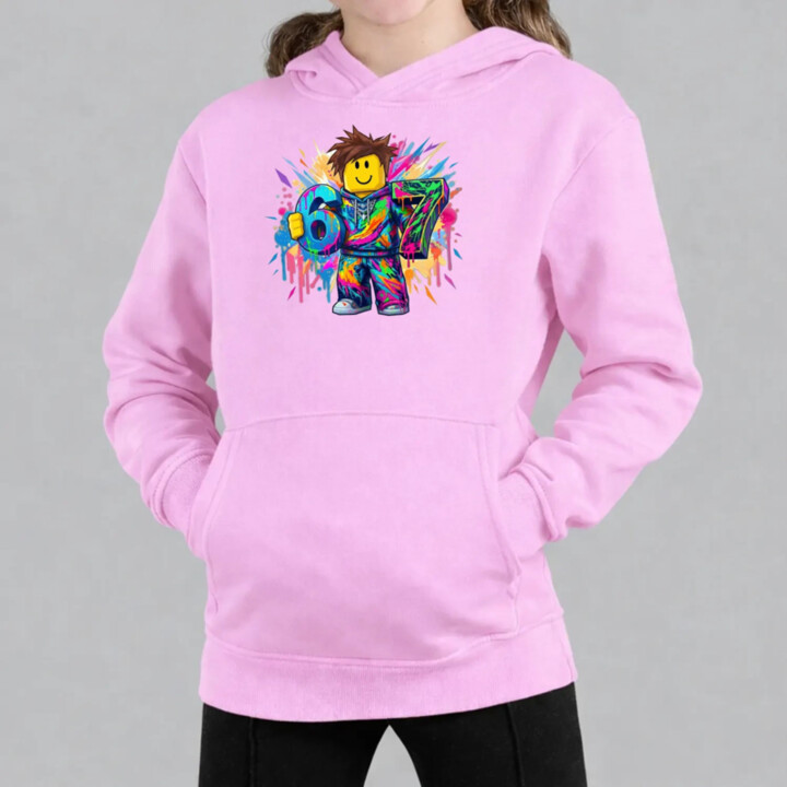 Farebný six seven - 67 - pre fanúšikov hry Roblox - detská mikina s kapucňou