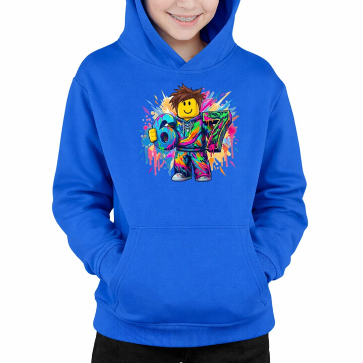 Farebný six seven - 67 - pre fanúšikov hry Roblox - detská mikina s kapucňou