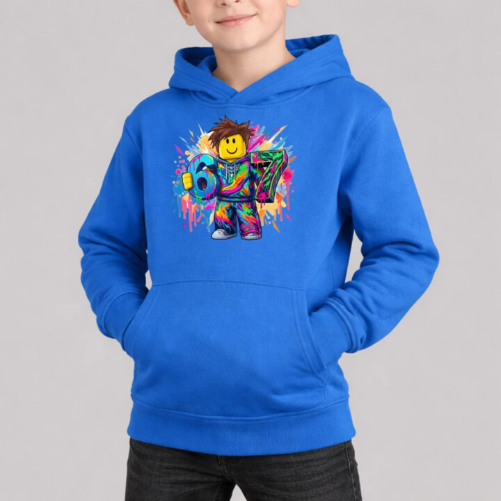 Farebný six seven - 67 - pre fanúšikov hry Roblox - detská mikina s kapucňou