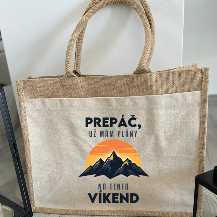 Prepáč, už mám plány na tento víkend - hory - Jutová taška s potlačou