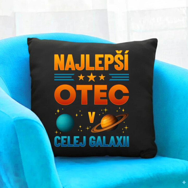 Najlepší otec v celej galaxii - čierny vankúš s potlačou