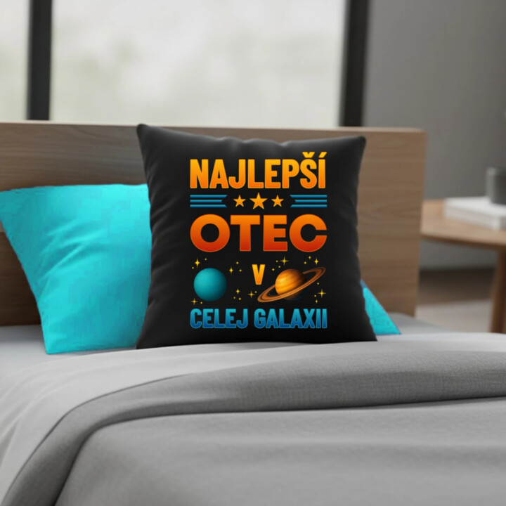 Najlepší otec v celej galaxii - čierny vankúš s potlačou
