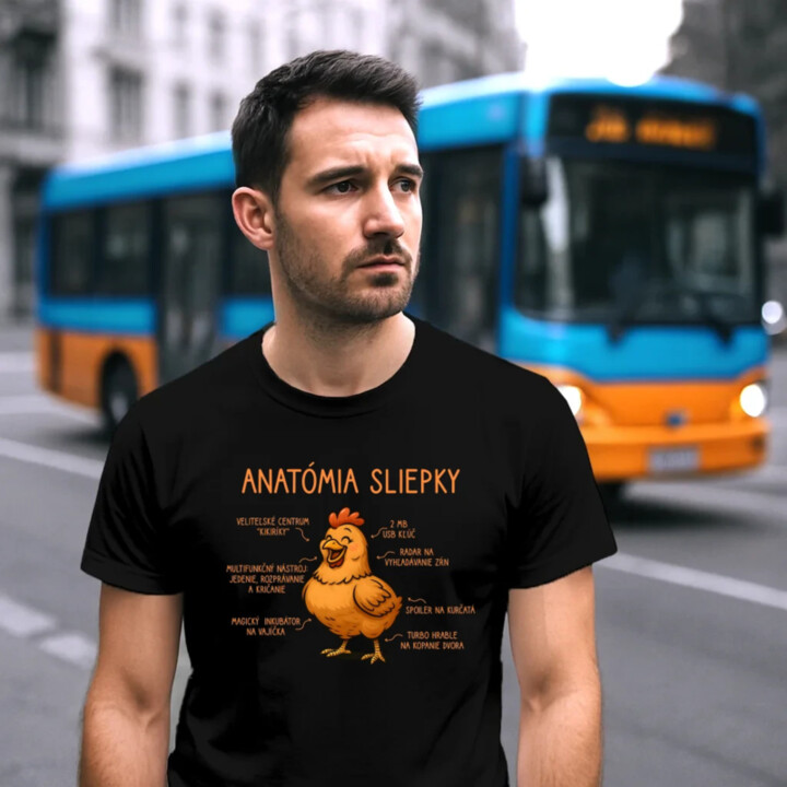 Anatómia sliepky - pánske tričko s potlačou