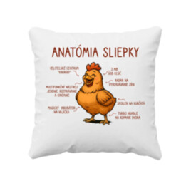 Anatómia sliepky - vankúš s potlačou