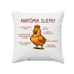 Anatómia sliepky - vankúš s potlačou