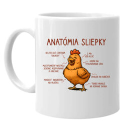 Anatómia sliepky - keramický hrnček s potlačou