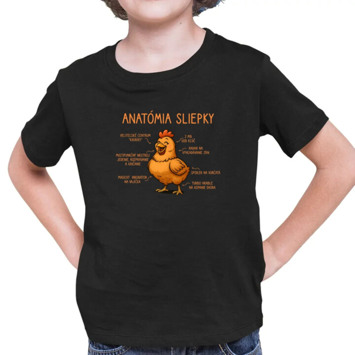 Anatómia sliepky - detské tričko s potlačou