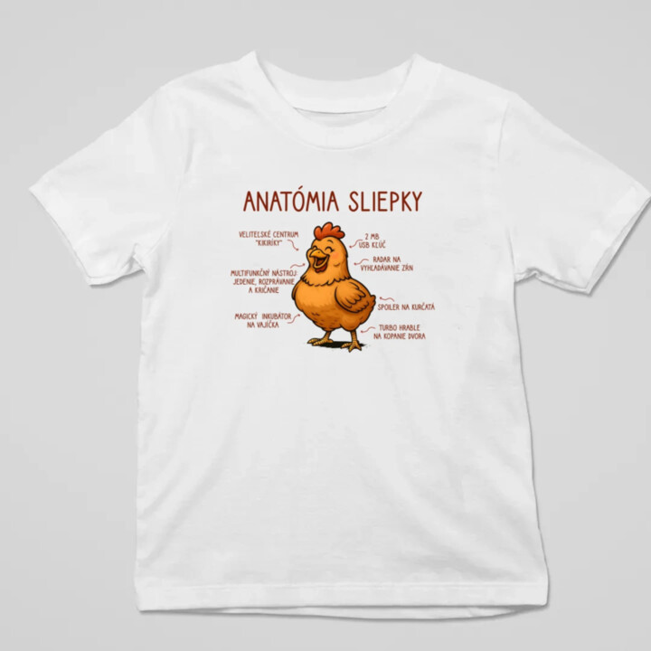 Anatómia sliepky - detské tričko s potlačou