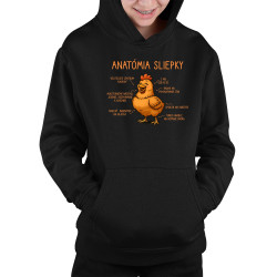 Anatómia sliepky - detská mikina s kapucňou