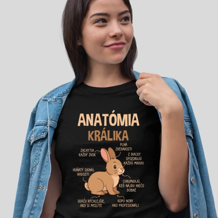 Anatómia králika - dámske tričko s potlačou