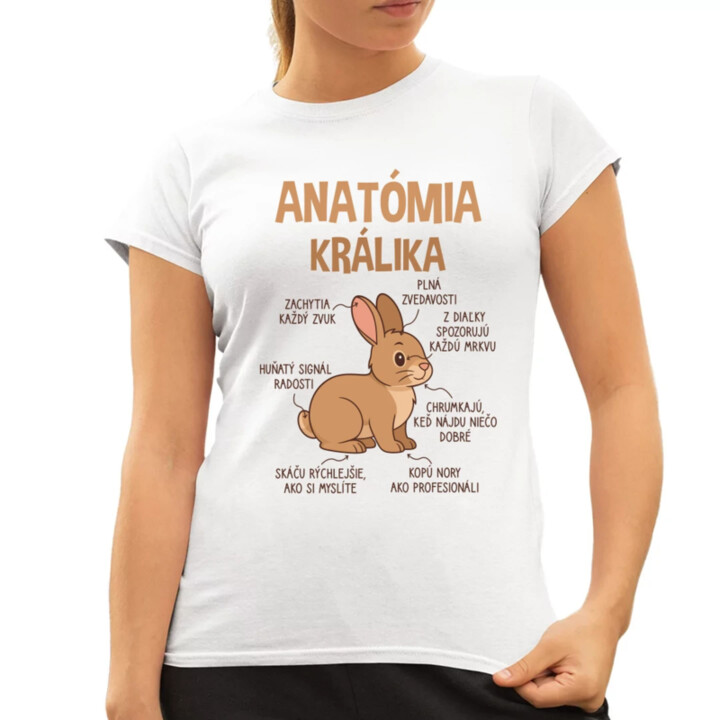 Anatómia králika - dámske tričko s potlačou