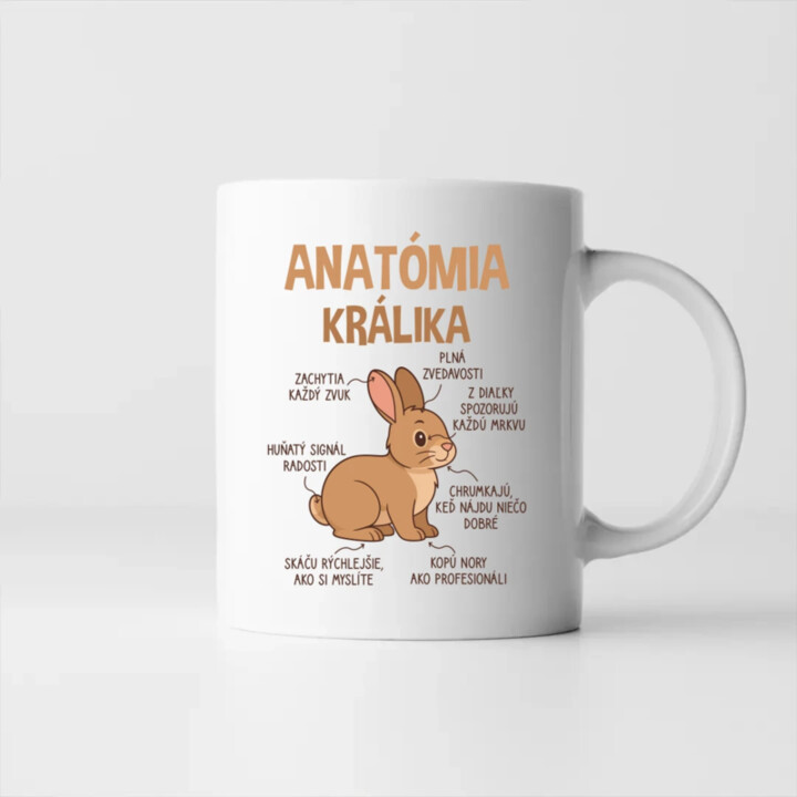 Anatómia králika - keramický hrnček s potlačou