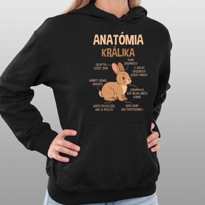 Anatómia králika  - dámska mikina s potlačou