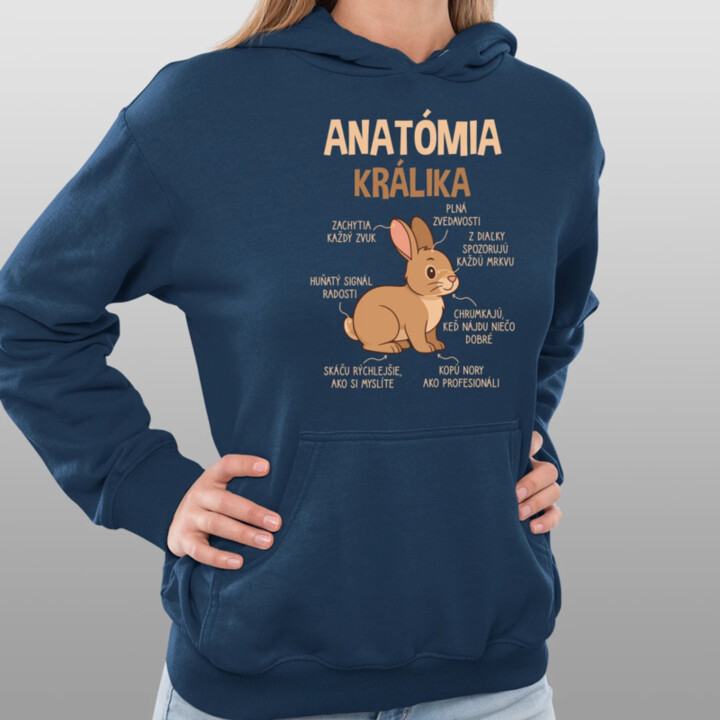 Anatómia králika  - dámska mikina s potlačou