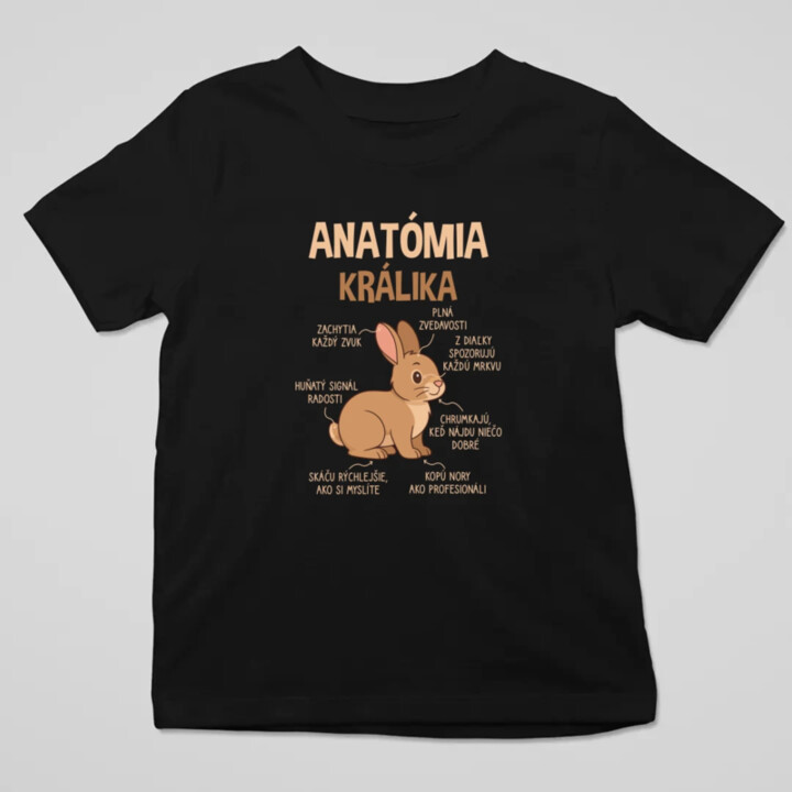Anatómia králika - detské tričko s potlačou