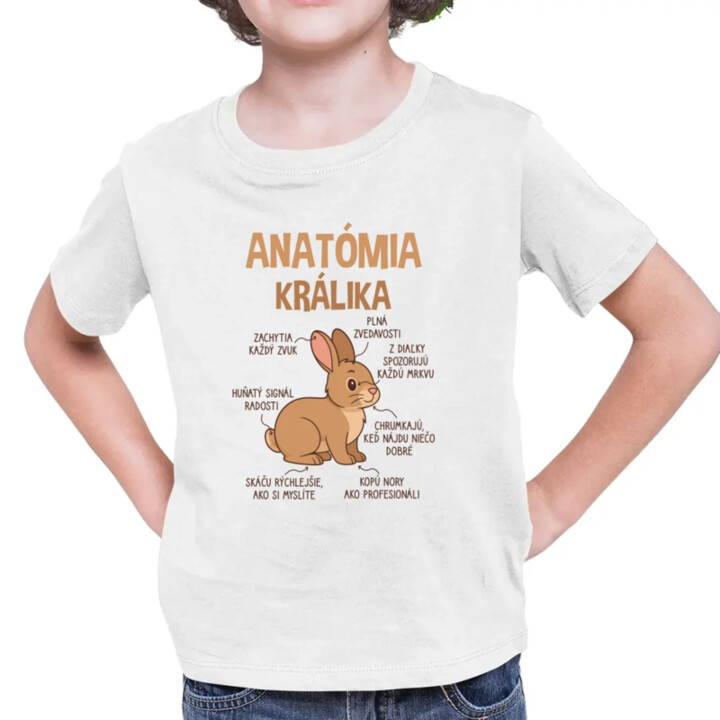 Anatómia králika - detské tričko s potlačou