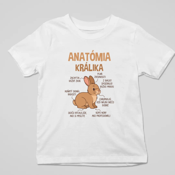 Anatómia králika - detské tričko s potlačou