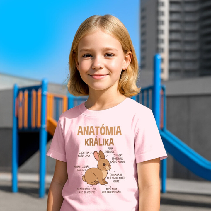 Anatómia králika - detské tričko s potlačou