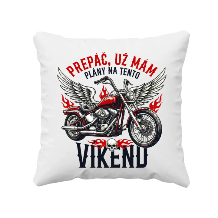 Už mám plány na tento víkend - motorka - vankúš s potlačou