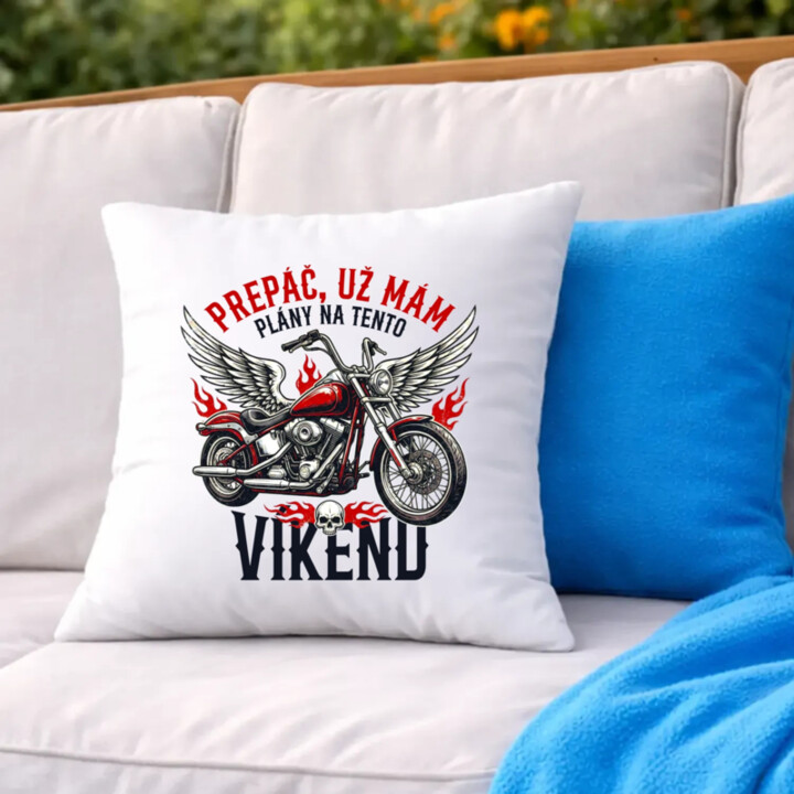 Už mám plány na tento víkend - motorka - vankúš s potlačou