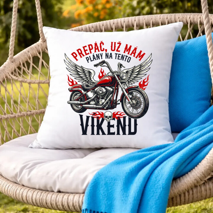 Už mám plány na tento víkend - motorka - vankúš s potlačou