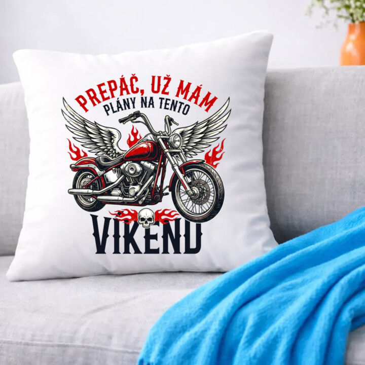 Už mám plány na tento víkend - motorka - vankúš s potlačou