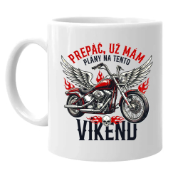 Už mám plány na tento víkend - motorka - keramický hrnček s potlačou