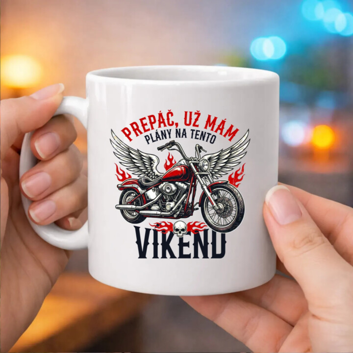 Už mám plány na tento víkend - motorka - keramický hrnček s potlačou