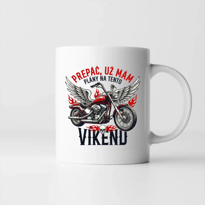 Už mám plány na tento víkend - motorka - keramický hrnček s potlačou