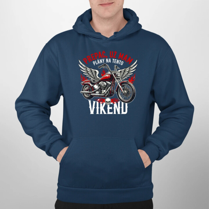 Už mám plány na tento víkend - motorka  - pánska mikina s potlačou