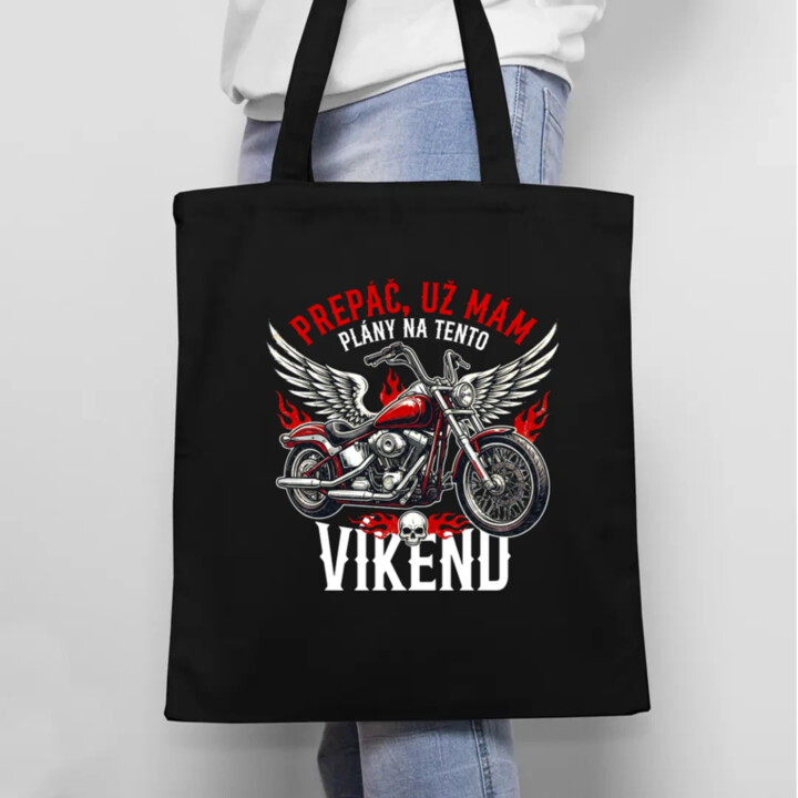Už mám plány na tento víkend - motorka - taška s potlačou