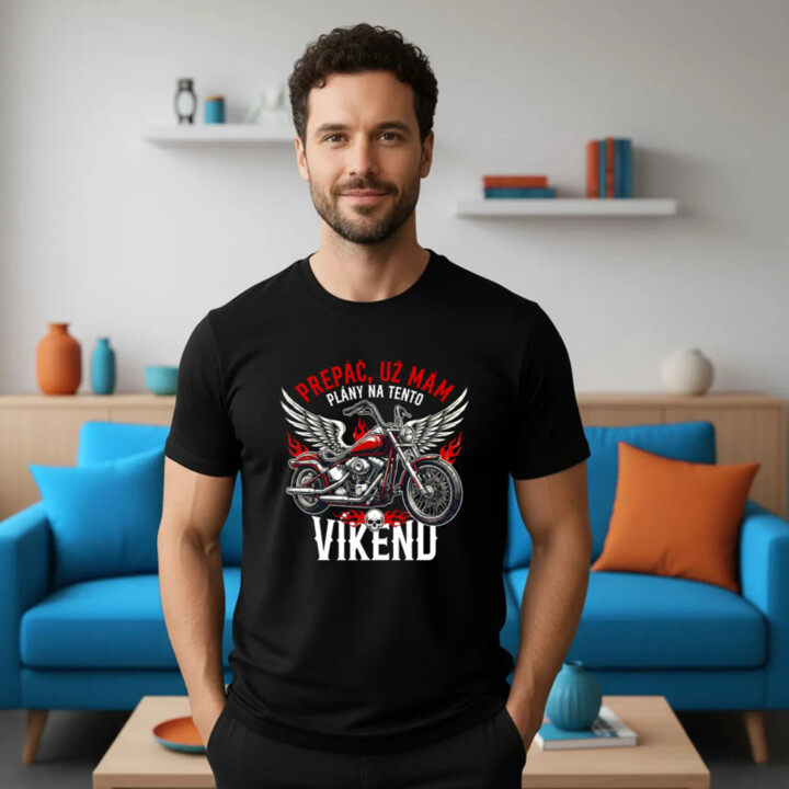 Už mám plány na tento víkend - motorka - pánske tričko s potlačou