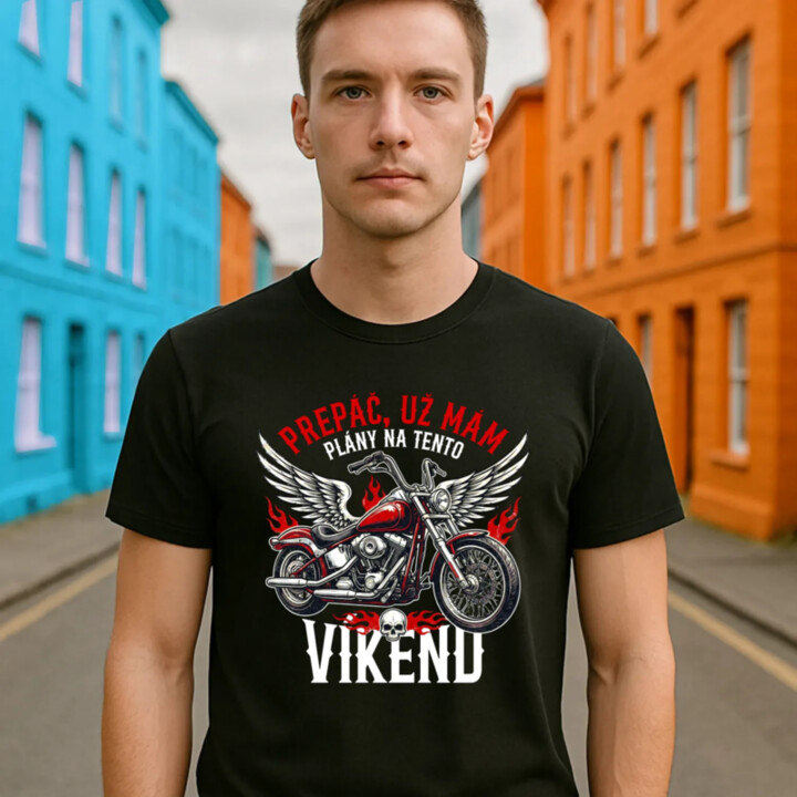 Už mám plány na tento víkend - motorka - pánske tričko s potlačou