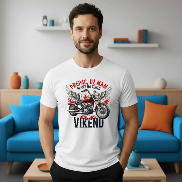 Už mám plány na tento víkend - motorka - pánske tričko s potlačou