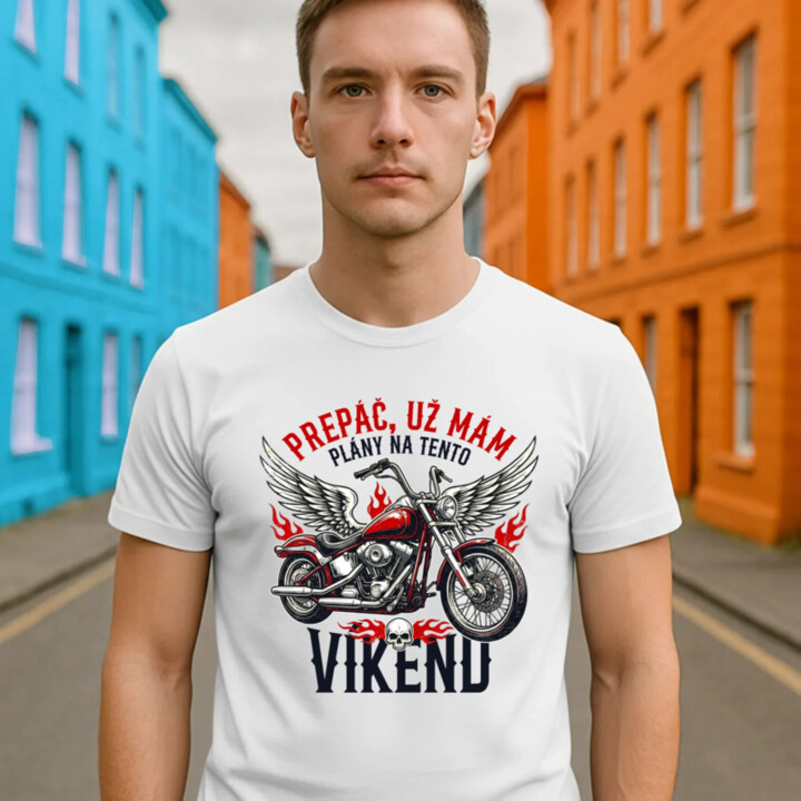 Už mám plány na tento víkend - motorka - pánske tričko s potlačou