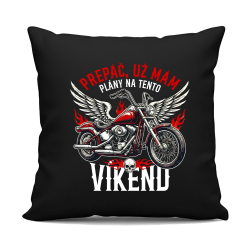 Už mám plány na tento víkend - motorka - čierny vankúš s potlačou