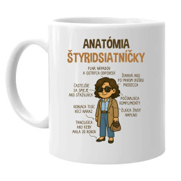 Anatómia štyridsiatníčky - keramický hrnček s potlačou