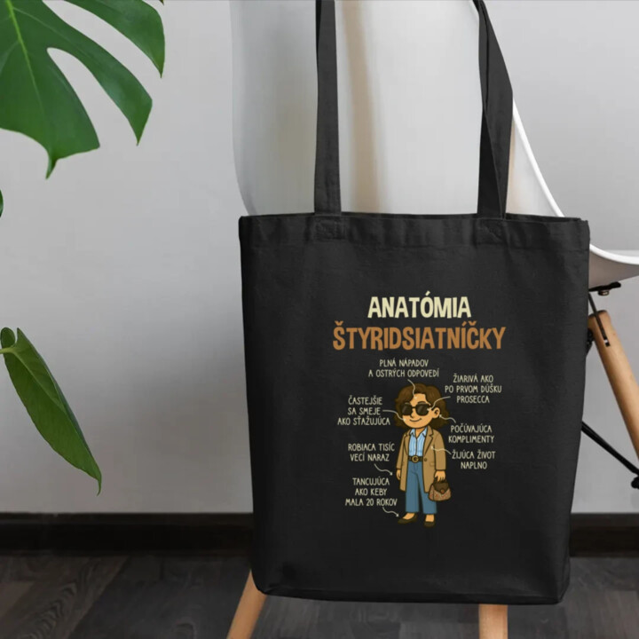 Anatómia štyridsiatníčky - taška s potlačou